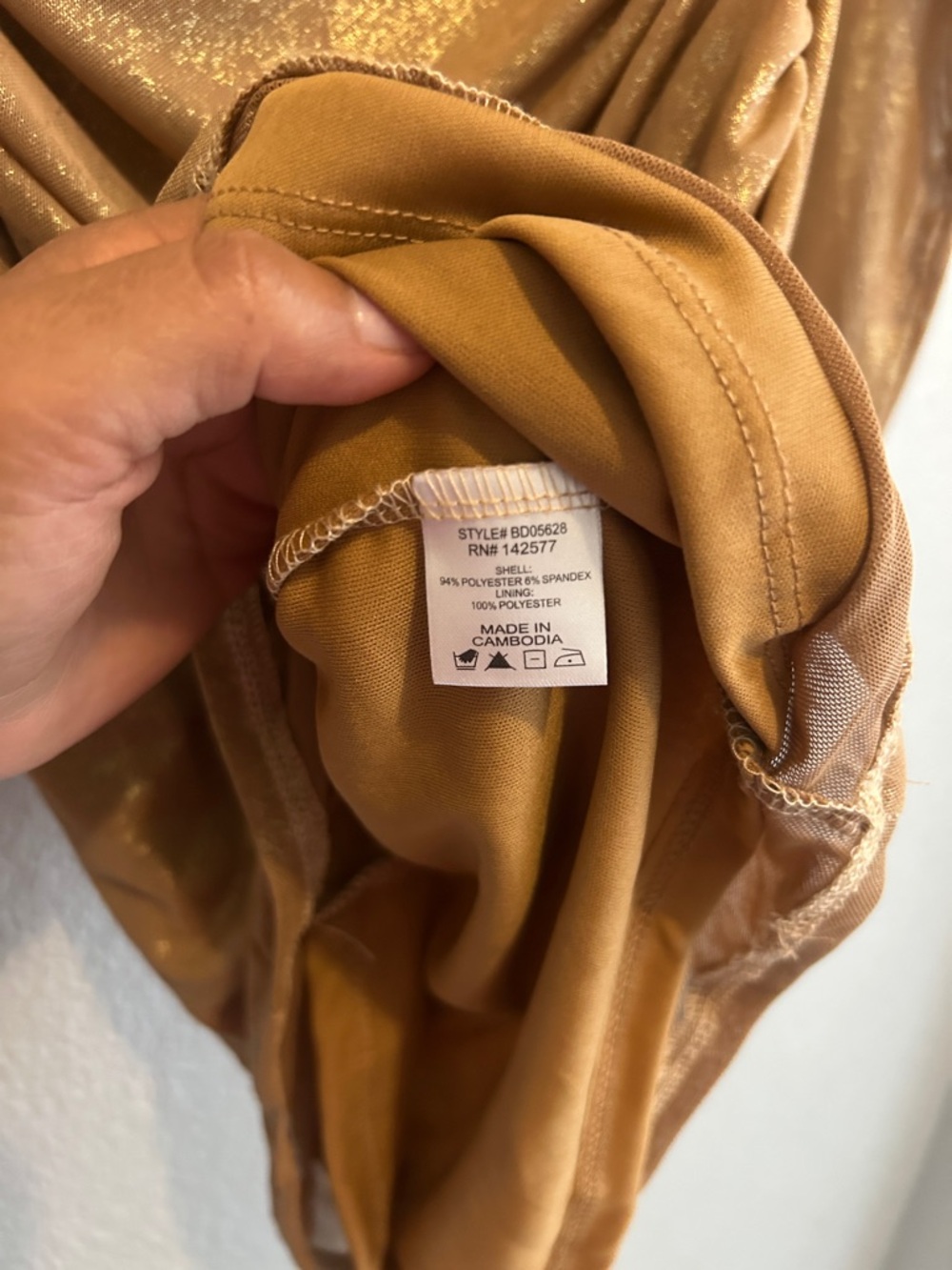 Shimmery Gold Long-Sleeve Ruched Bodycon Dress NWOT size M long sleeve - Picture 6 of 7